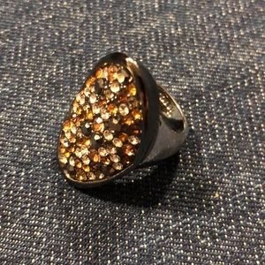 Lia Sophia Size 8 Crystal Encrusted Cocktail Ring
